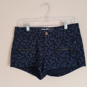 H&M Dark Blue Floral Jean Shorts